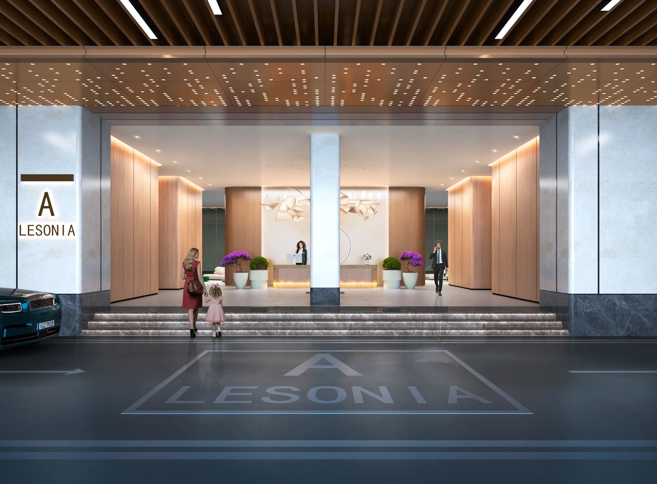 Luxury entrance lobby and reception desk at Lesonia Residency apartments in Kileleshwa